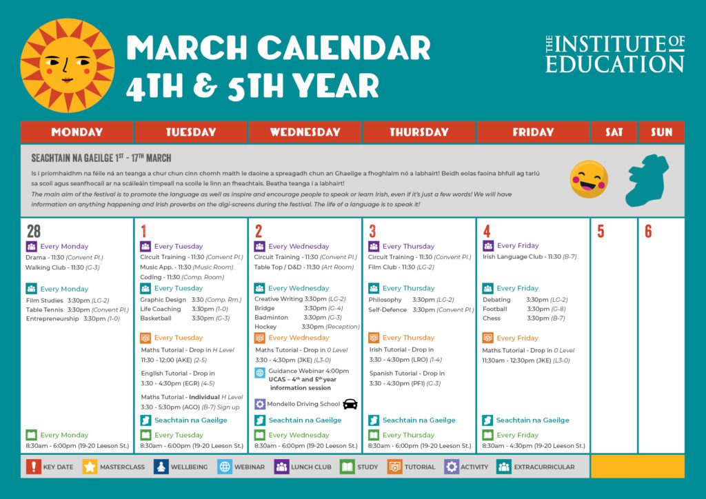 monthly-calendar-march-4th-&-5th-year