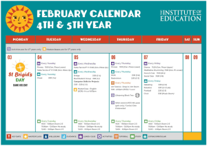 February 2025 Monthly Calendar 4th & 5th Year Page 1