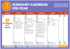 February 2025 Monthly Calendar 6th Year Page 1